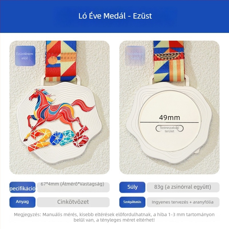 Személyre szabott fémmedál a Ló évére, 2026-os sporteseményre, maratoni díjmedál