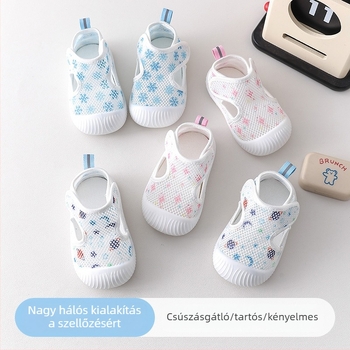 Nyári légáteresztő hálós gyermekcipő puha talppal, uniszex, 1-3 évesek, csúszásmentes