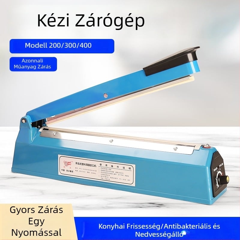 Kézi tömítőgép műanyag zacskókhoz – kompakt otthoni használatra, hőösszehúzó fóliával és vágófilmmel