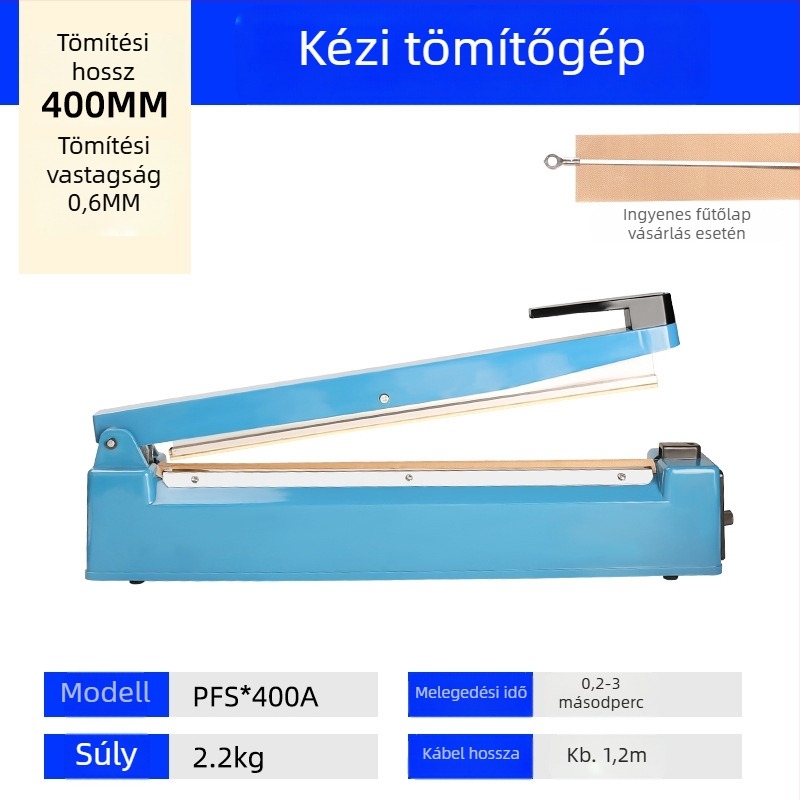 Kézi tömítőgép műanyag zacskókhoz – kompakt otthoni használatra, hőösszehúzó fóliával és vágófilmmel