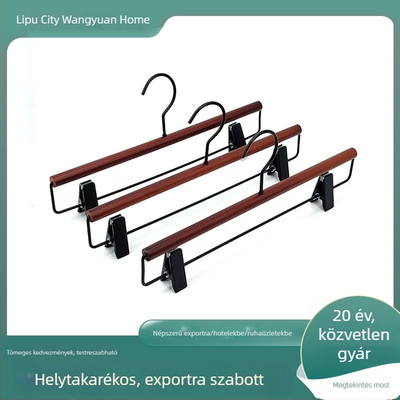 Fa ruhafogó kör alakú rúddal és nadrágklipszzel, női, koreai stílus, csúszásmentes
