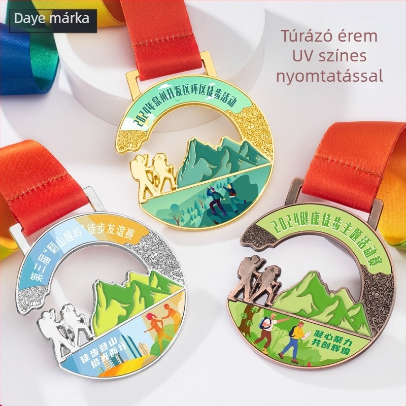 Személyre szabott túra- és hegymászó medál – emlékplakett szabadtéri túrákhoz, kempingezéshez és maratoni eseményekhez