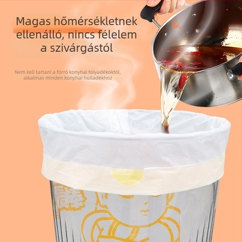 Ház körüli felhasználásra készült húzózsinóros szemeteszsák, vastagított, nagy méret, nyomott mintával.