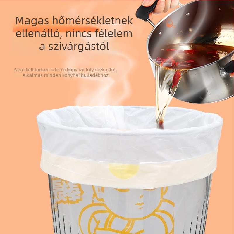 Ház körüli felhasználásra készült húzózsinóros szemeteszsák, vastagított, nagy méret, nyomott mintával.