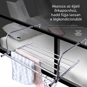 Rozsdamentes acél radiátorra szerelhető függőállvány, összecsukható szárítóval és cipőállvánnyal – ablakhoz és erkélyhez
