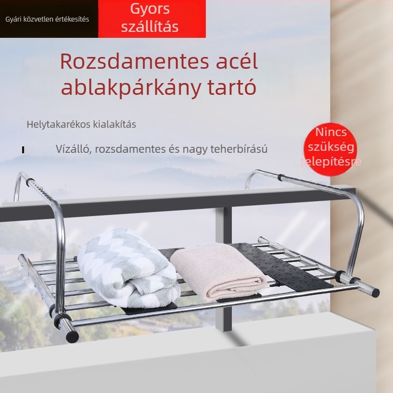 Rozsdamentes acél radiátorra szerelhető függőállvány, összecsukható szárítóval és cipőállvánnyal – ablakhoz és erkélyhez