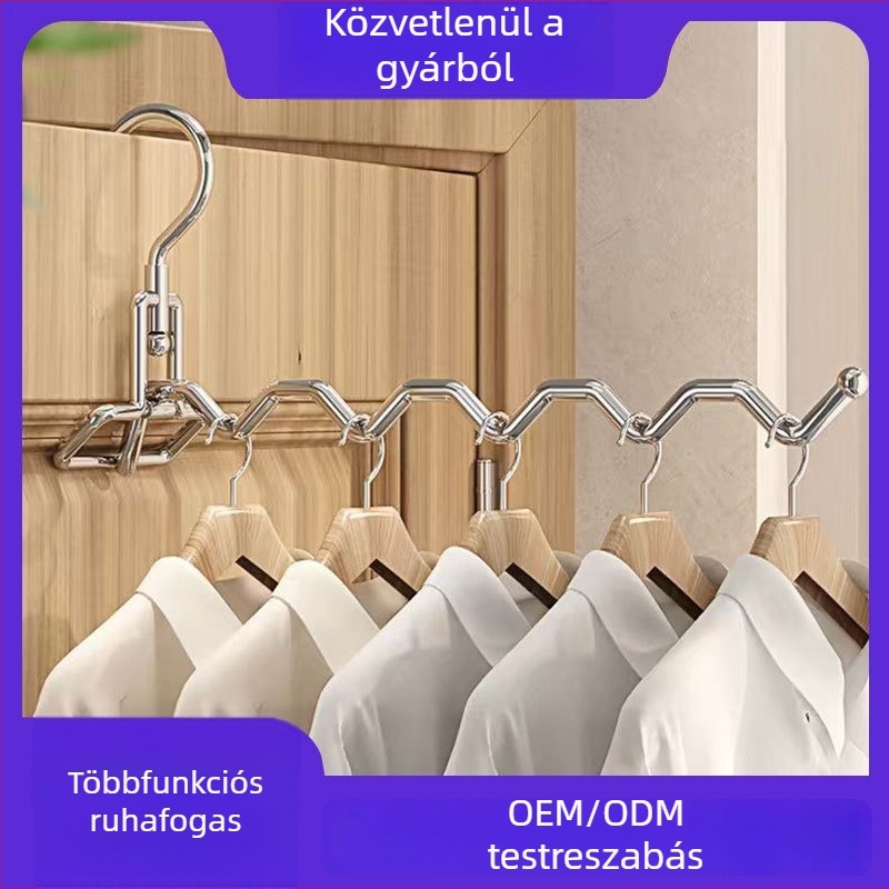 Összecsukható ruhaszárító állvány - hordozható utazáshoz és hotelhasználathoz, rozsdamentes acélból, ruhás akasztóval, 3- vagy 5-akasztós modell, merev