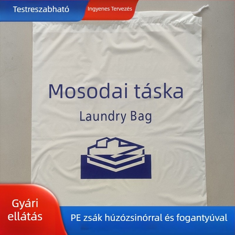 Szállodai egyszer használatos mosodai zacskó kötőfűzővel, vízálló és porálló a mocskos ruhák tárolására