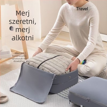 Pehelykabát tároló táska, összenyomható anyagból, nagy kapacitású, vízálló, utazáshoz és otthoni használatra