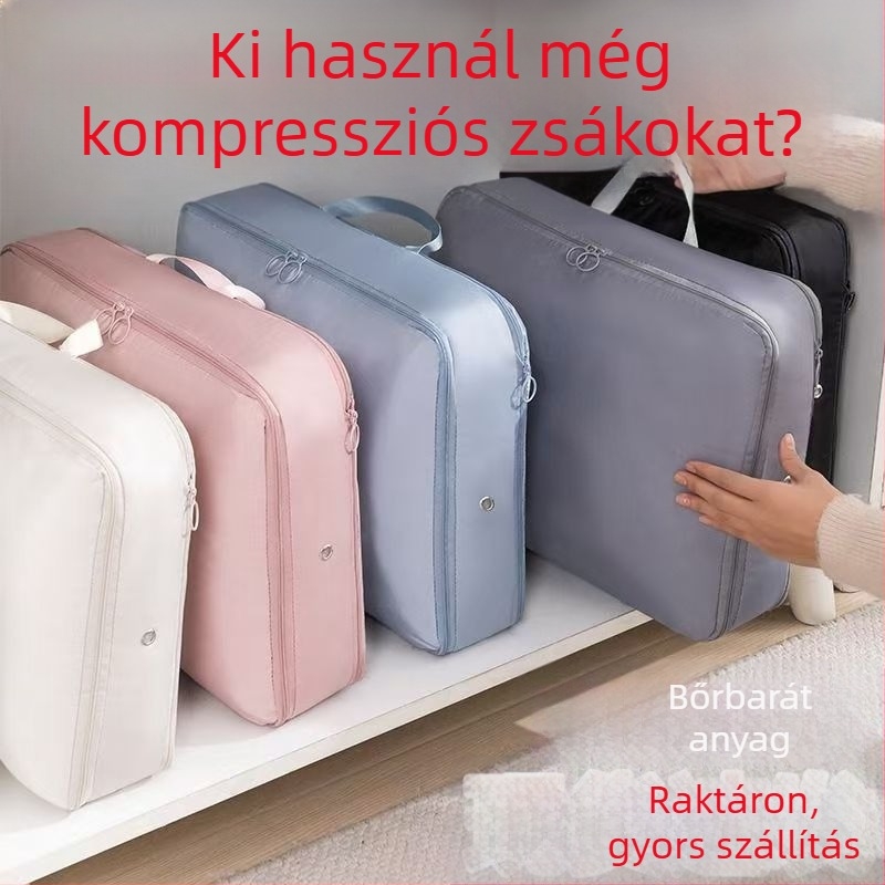 Pehelykabát tároló táska, összenyomható anyagból, nagy kapacitású, vízálló, utazáshoz és otthoni használatra