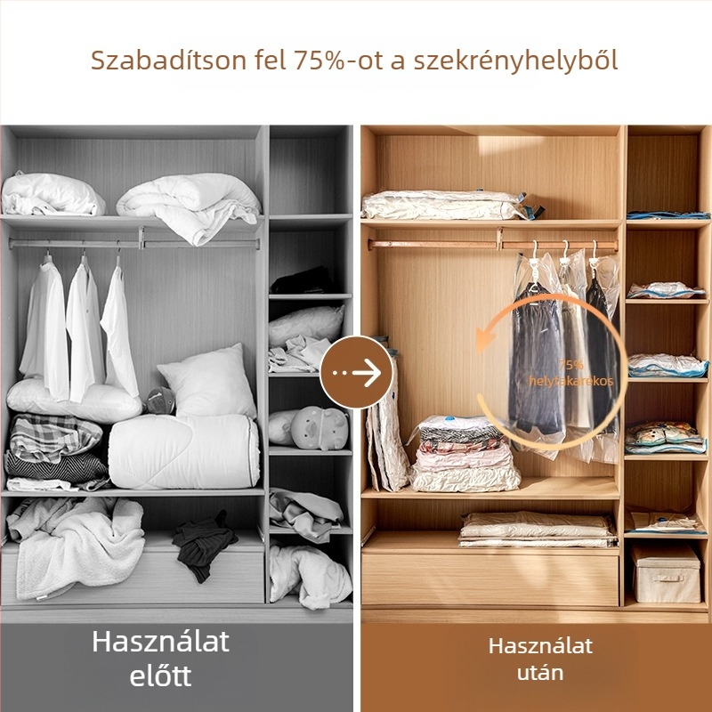 Személyre szabott kézzel görgetett utazótáska vákuumos tömörítő tárolózsák, átlátszó és porvédett