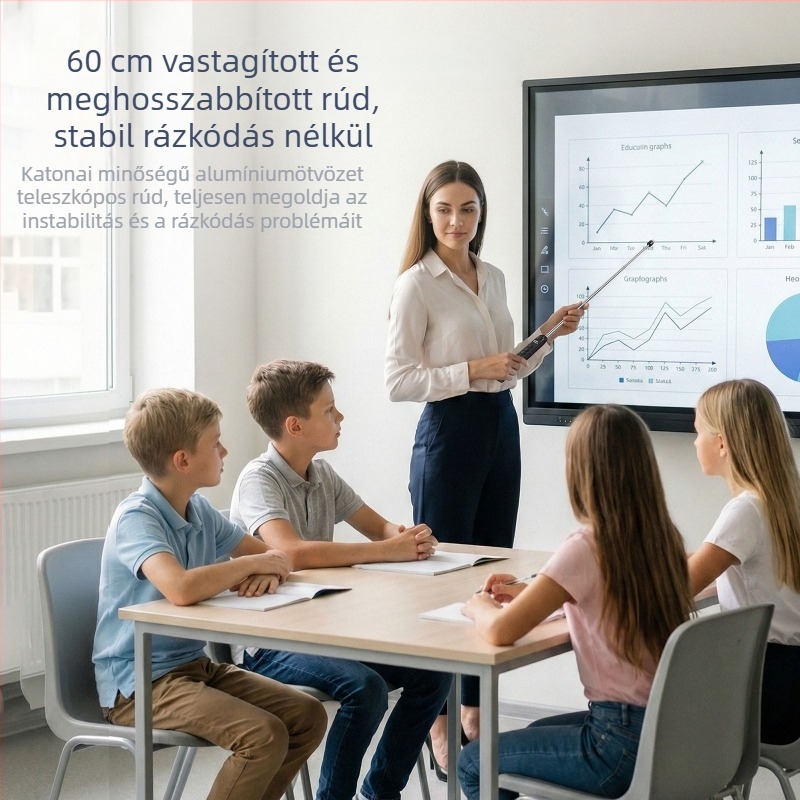 B11 kihúzható oktatási mutató lézerrel, oldalváltó toll, visszaszámláló időzítő, rezgés, LED kijelző, Type-C gyorstöltés