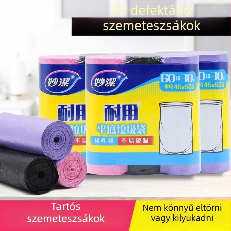 Miaojie Könnyen téphető szemeteszsákok, perforált, sík aljú, megerősített, promóciós csomag