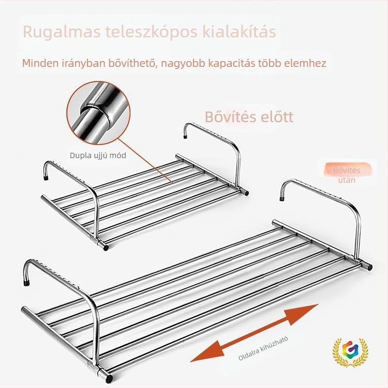 Összecsukható rozsdamentes acél ruhaszárító és tároló állvány beltérre
