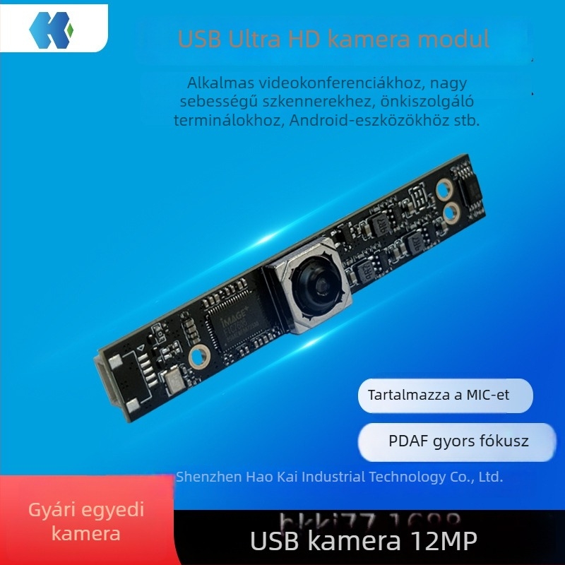 USB 2.0 4K kamera modul beépített mikrofonnal, autofókusz, 30fps, asztali számítógéphez