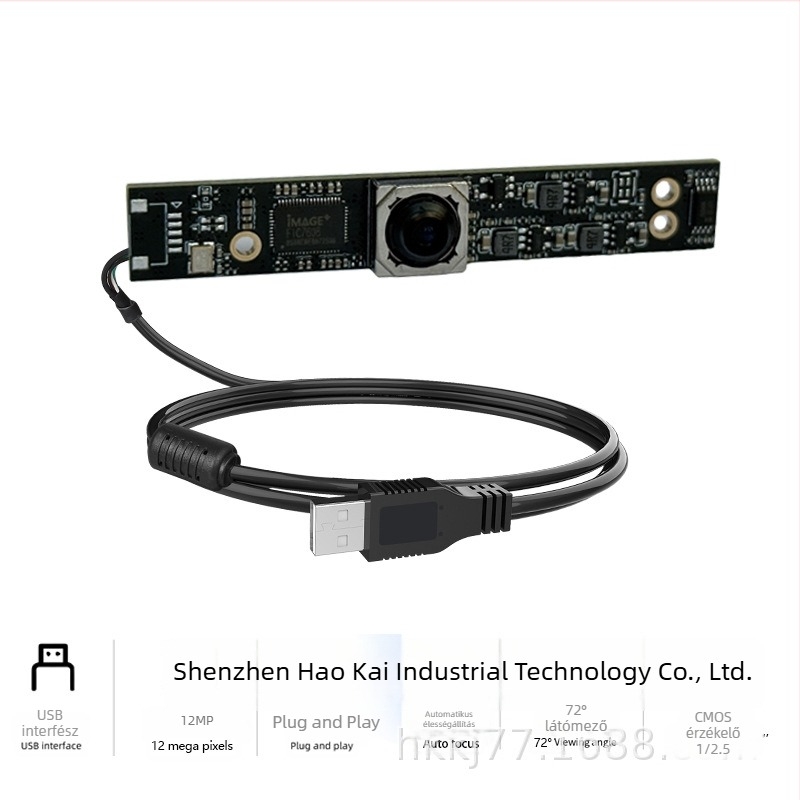 USB 2.0 4K kamera modul beépített mikrofonnal, autofókusz, 30fps, asztali számítógéphez