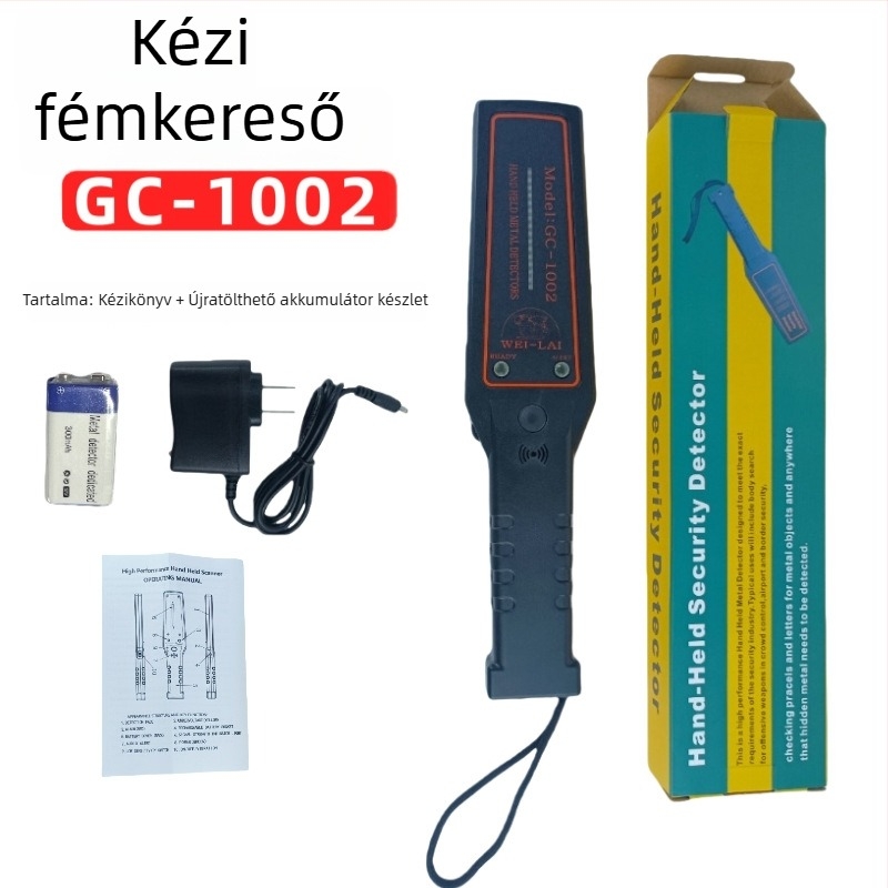 GC-1002 Kézi fémkereső, nagy érzékenységgel – hordozható biztonsági szkenner