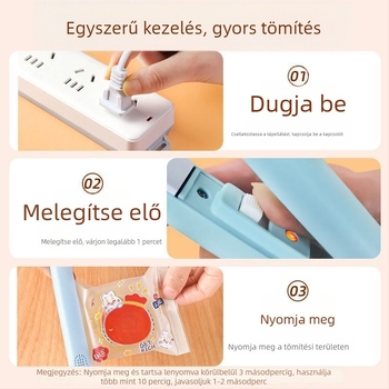 Mini záró készülék otthoni használatra, hordozható hőzáró készülék műanyag csomagolásokhoz
