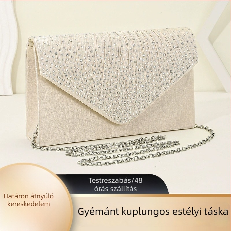 2025 új estélyi táska – elegáns, sokoldalú gyémántdíszítésű keresztbody, láncos fogantyúval