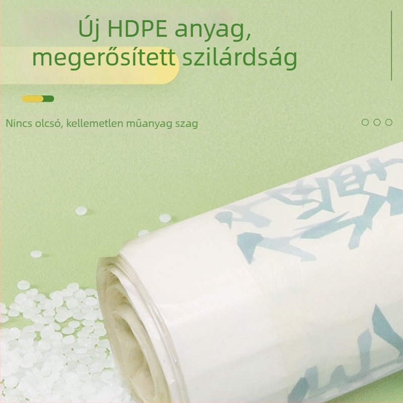 Zöld bambusz illatú hordozható szemeteszsákok, vastagok, szakadásállóak, húzózsinóros, háztartási, irodai és konyhai használatra