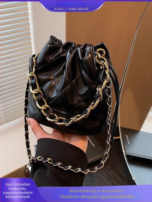 Új stílusú rombusz hímzésű női vintage kézitáska, váll- és crossbody stílusú bucket bag