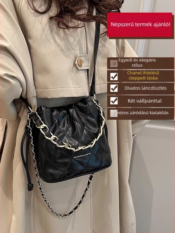 Új stílusú rombusz hímzésű női vintage kézitáska, váll- és crossbody stílusú bucket bag