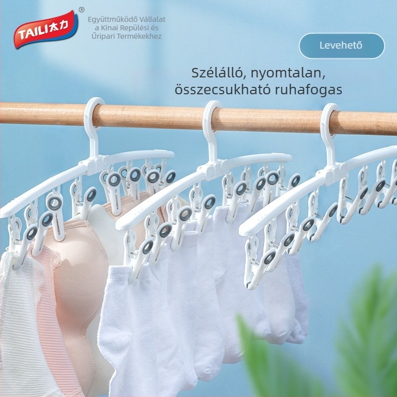 Taili összecsukható ruhaszárító állvány, több klipsz-szel, kollégiumi használatra, fehérnemű és zoknik szárítására, multifunkcionális