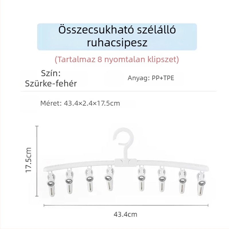 Taili összecsukható ruhaszárító állvány, több klipsz-szel, kollégiumi használatra, fehérnemű és zoknik szárítására, multifunkcionális