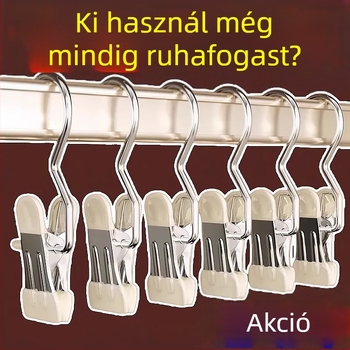 Rozsdamentes acél nadrág- és szoknyaklipek kampókkal – multifunkcionális ruhatartó egy klippel