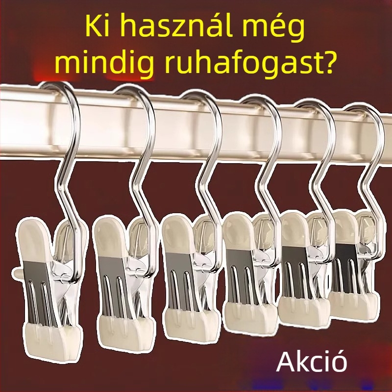 Rozsdamentes acél nadrág- és szoknyaklipek kampókkal – multifunkcionális ruhatartó egy klippel