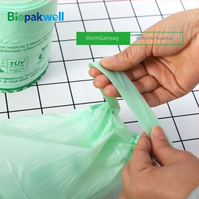 Biodegradálható vastag kötözős szemeteszsák háztartási használatra – műanyag zacskó