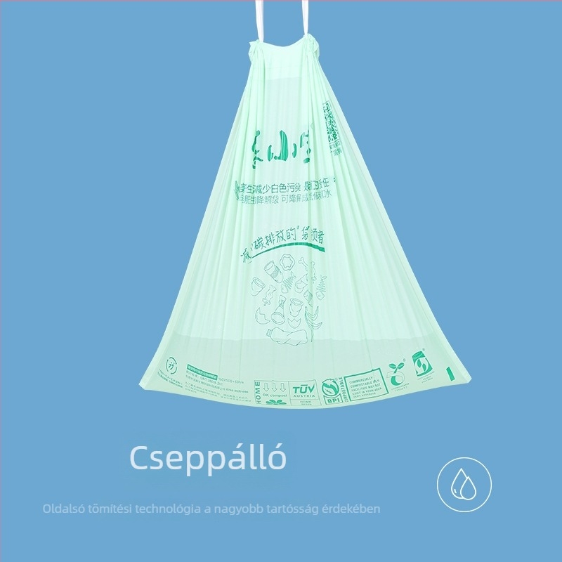 Biodegradálható vastag kötözős szemeteszsák háztartási használatra – műanyag zacskó