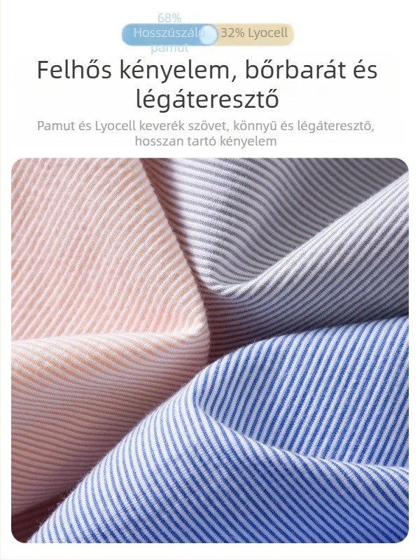 Lyocell férfi rövid ujjú ing, vékony csíkos mintázat, hűs érzet, üzleti casual stílus, lágy esésű, gépi mosás