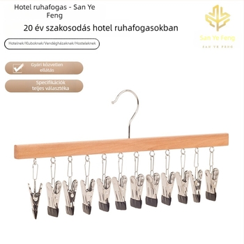 Fából készült multifunkcionális ruhafogas klipszekkel zoknikhoz, nadrágokhoz, sapkákhoz és fehérneműkhöz