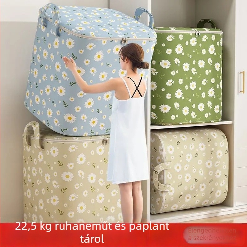 Daisy paplan tároló táska, megvastagított, extránagy kapacitású, kocka alakú, ruhákhoz és paplanokhoz