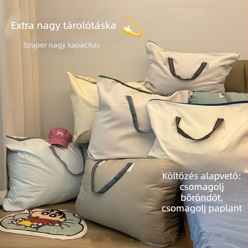 Nagy kapacitású paplan és ruhák tároló táska, porvédő, költöztetéshez, hordozható poggyász