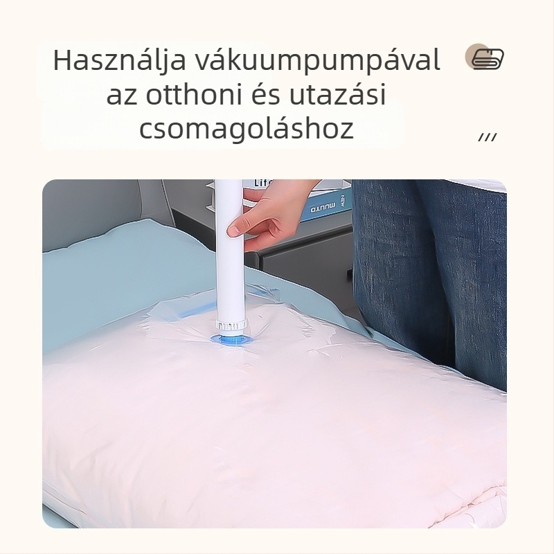 Vákuumos tároló tasak, vastag, átlátszó, pumpával, paplanok és pehelykabátok számára