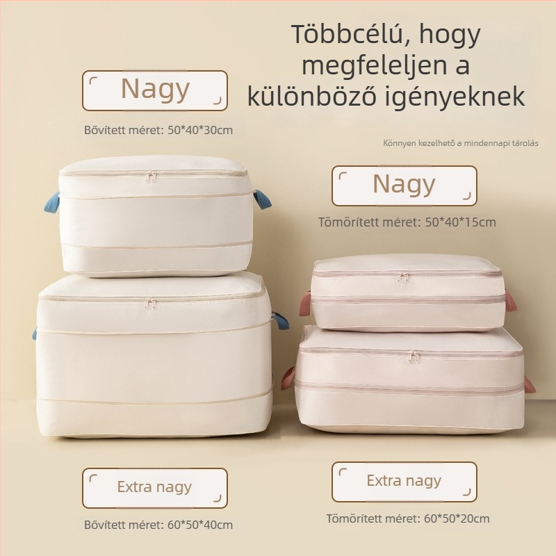 Paplanok és ruhák kompressziós tároló zsák, kubus alakú, nagy kapacitású