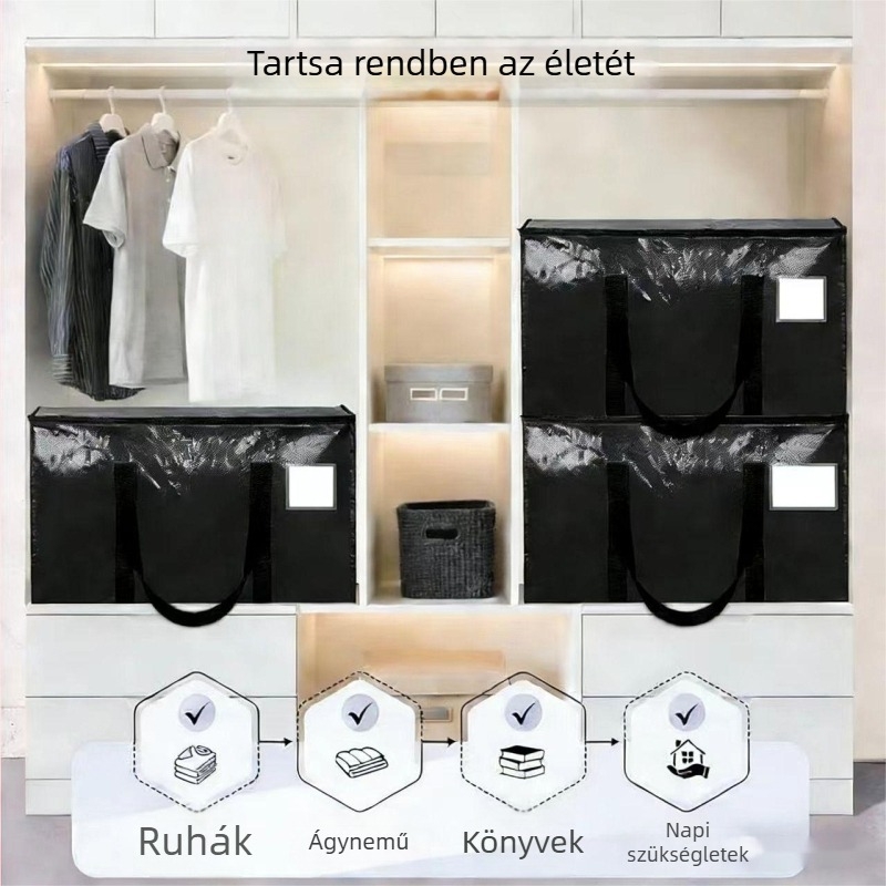 PE szövött táska filmbevonattal, összecsukható költöztető táska megerősített alappal, vízálló ágyneműtároló táska