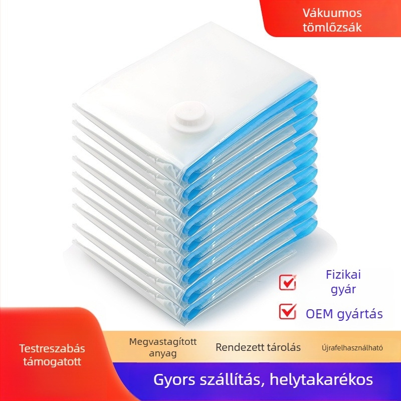 Otthoni vákuumos tömörítő tasakok vastag ruhák és takarók tárolására, háromdimenziós tömörítés, költözésre és tárolásra