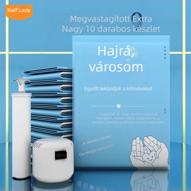 Vákuumos tároló tasak paplanokhoz pumpával, zárható, otthoni használatra