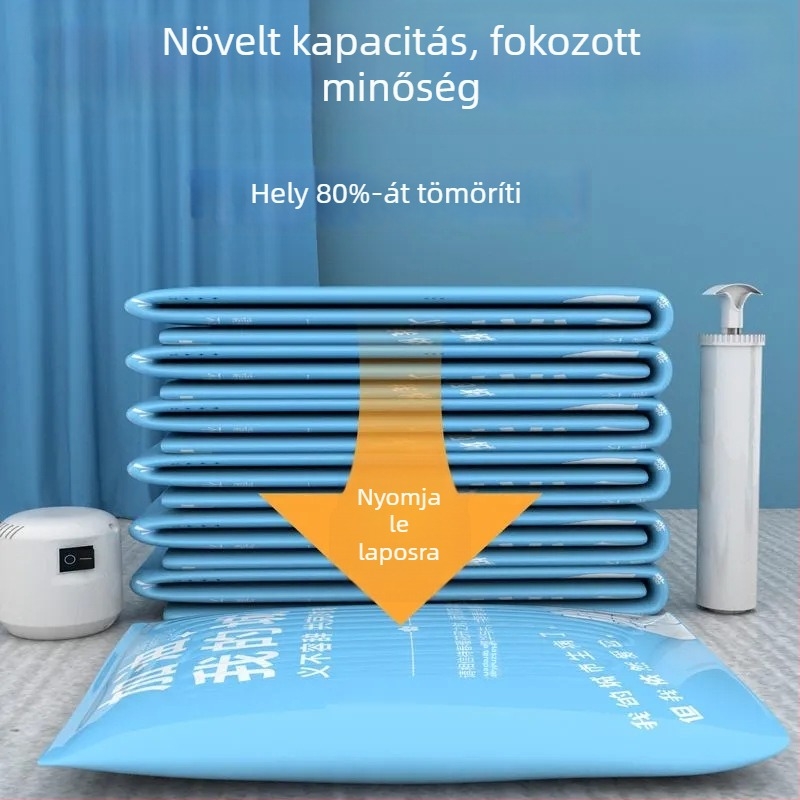 Vákuumos tároló tasak paplanokhoz pumpával, zárható, otthoni használatra