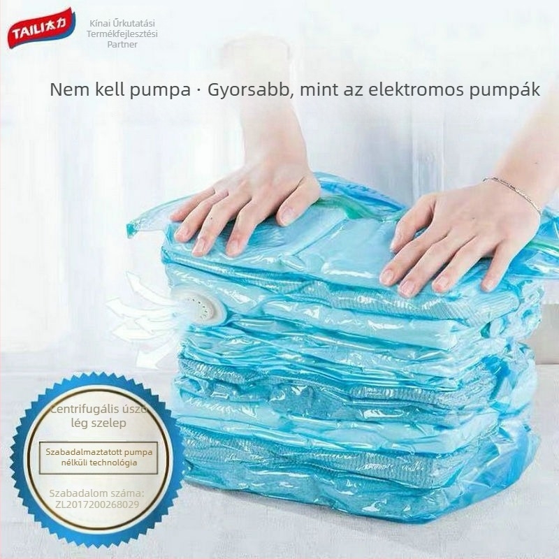Kézzel görgő vákuum-kompressziós táska utazáshoz — pumpa nélkül zárt ruhatárolás a bőröndben