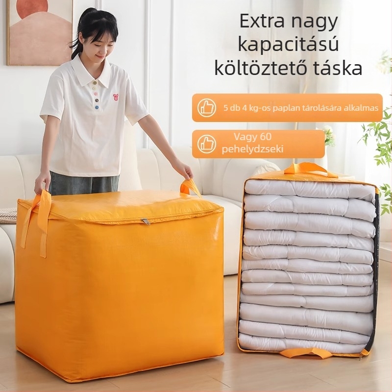 Vastagított paplan-tároló táska költöztetéshez – nagy kapacitású, fonott kialakítású tároló utazásokhoz és rendszerezéshez