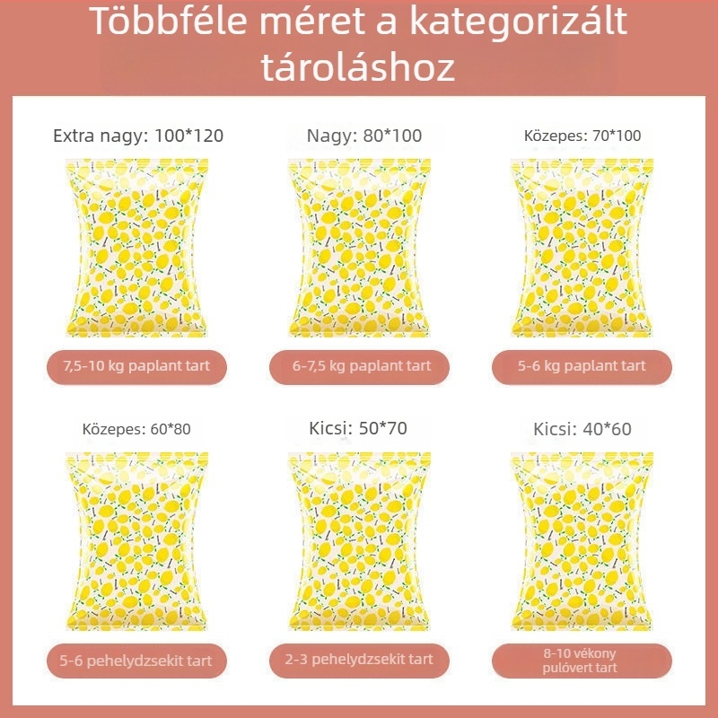 Vákuumos tárolózsák vastagított kivitelben ruhákhoz, paplanokhoz és kabátokhoz pumpával