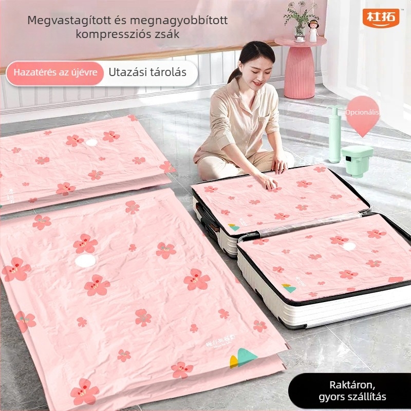 Duotuo Sakura-stílusú vákuum tömörítő tasakok ruhák és paplanok tárolására, 3D tömörítés költöztetéshez