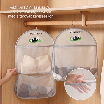 Kétoldalas függő tároló táska fehérneműk, melltartók és zoknik számára – gardrób rendező