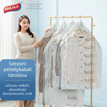 Taili vákuumos tömörítő táska ruháknak, függő tároló, pumpa nélkül, porvédő
