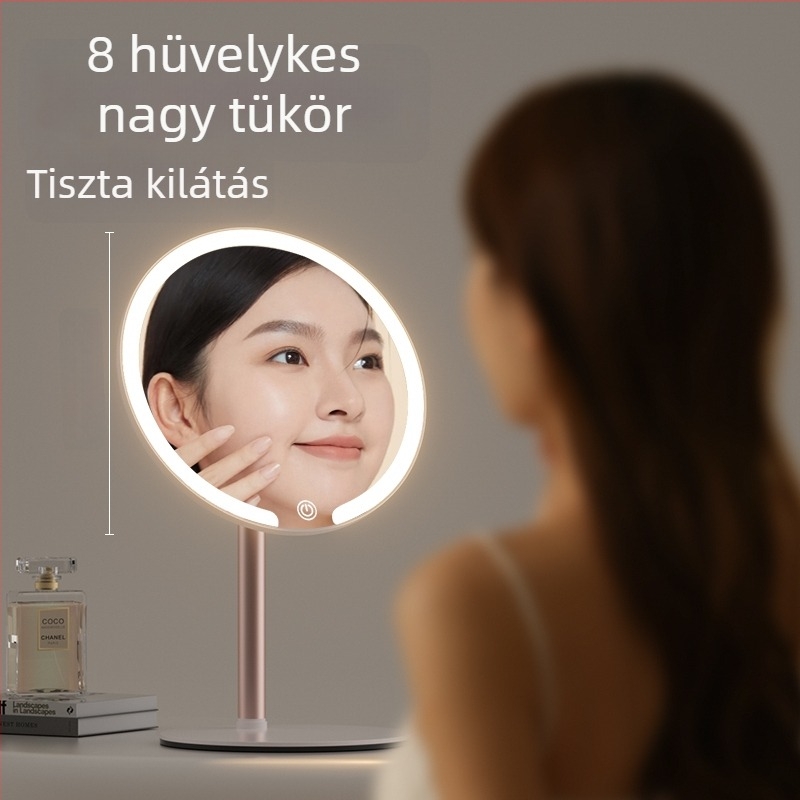 LED-es világítású sminktükör, asztali, otthonra, kollégiumi szobába vagy irodába