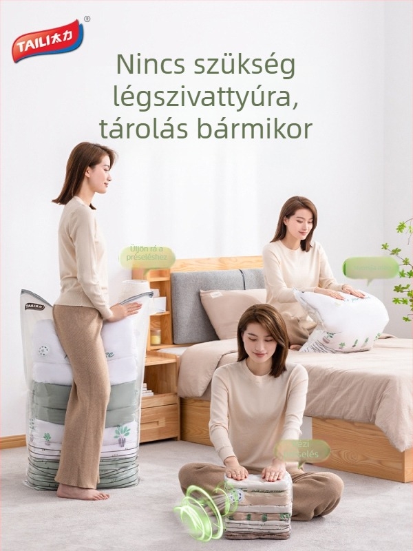 A5L vákuum tömítő tasak paplanok és ruhák számára, pumpa nélkül, helytakarékos tárolás